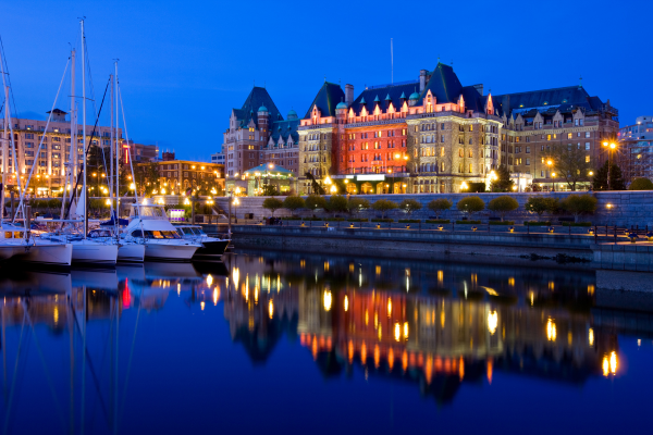 View of the Inner Harbour in downtown Victoria, BC. Victoria is one of the 10 most livable cities in Canada for newcomers. 