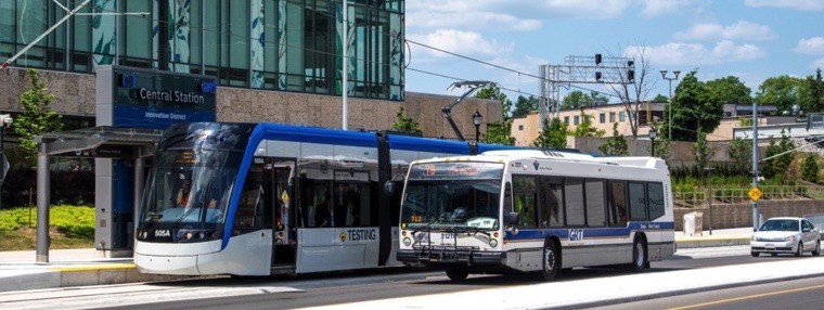 When living in Kitchener-Waterloo, it's easy to get around using Grand River Transit light rail trains and buses. 