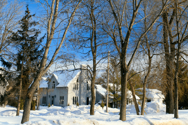 Group of homes in Barrie on a sunny, winter day