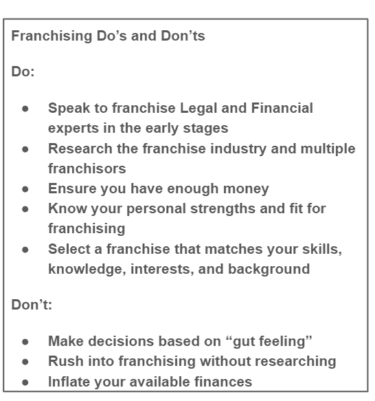 Franchising Do's and Don'ts