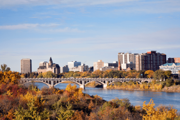 Known as the City of Bridges, Saskatoon is found on the South Saskatchewan River. 