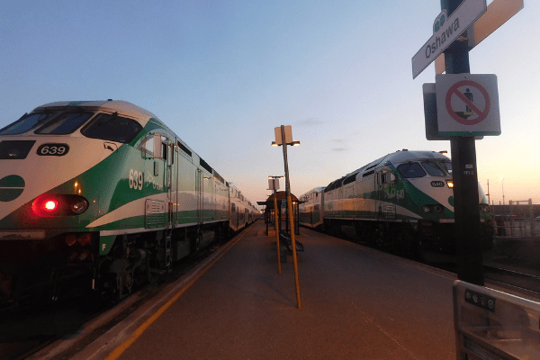 GO train offers convenient service between Oshawa and Toronto and helps residents avoid traffic congestion.