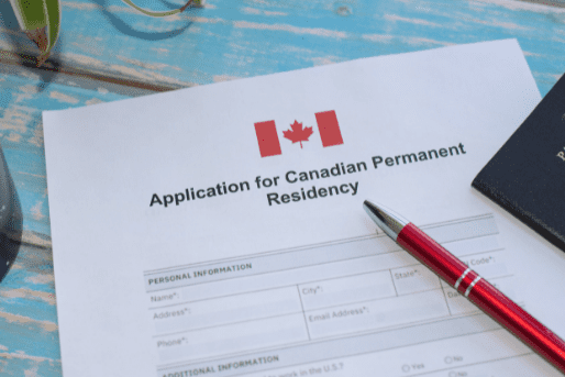 A picture of an application form for Canadian Permanent Residency 