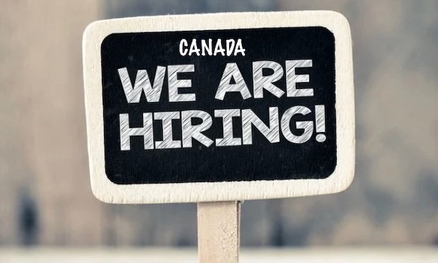 Sign that reads Canada - we are hiring and indicates that there are jobs for newcomers.